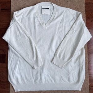 Cordera Cashmere Wool V-Neck Sweater Cream - One Size Slow Fashion